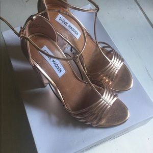 Steve Madden Rose Gold “Carmela” T Strap High Heel